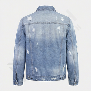 Chaqueta Vaquera de Invierno Personalizable para Hombre, Chaqueta de Mezclilla de Algodón de Alta Calidad, Cuello Camisero, Chaqueta de Moda Entallada para Hombre - Product Image 2