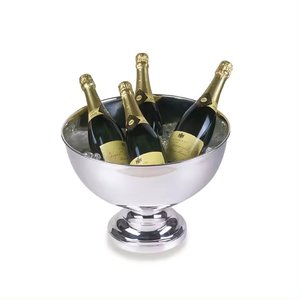 Tazón enfriador de vino de Metal con acabado de oro rosa de diseño estándar para cerveza, vino, champán, enfriadores, cuencos de hielo en forma redonda - Product Image 3