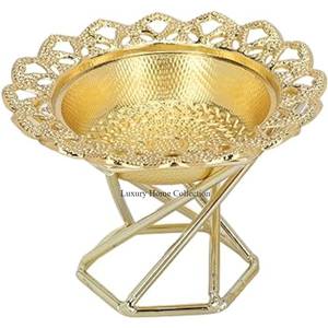 Nouveau brûleur d'encens en marbre de forme ronde avec couleur blanche et abat-jour doré cadre en métal conception de feuille d'encens porte-encens et brûleur Bakhoor - Product Image 3