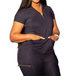 Mejor mujer 2024 nueva moda cremallera pulóver enfermera uniforme conjunto elástico Hospital Jogger venta al por mayor uniforme médico - Product Image 2