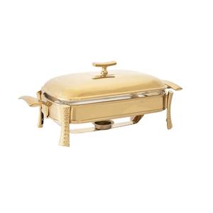 Plat de service rectangulaire en acier inoxydable doré de luxe, chauffe-plats de qualité supérieure pour hôtels, restaurants et mariages, en vente - Product Image 1