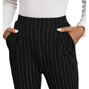 กางเกงขายาวกันรอยยับสำหรับผู้หญิงกางเกงลำลองทรงตรงลายทาง - Product Image 3