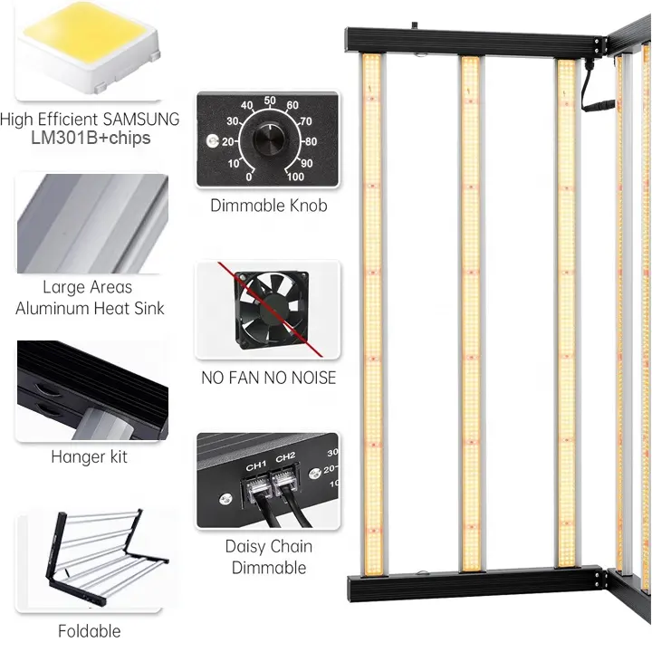 2024 สูง PPFD ค่าเติบโตแสง 720 วัตต์เต็มสเปกตรัม 1000 วัตต์ Samsung lm301h evo led พืชเติบโตแสงสําหรับพืชในร่ม