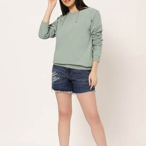 Sudaderas de Jersey de Color Sólido Casuales de Invierno para Mujer, Logotipo Frontal Personalizado, Pullover con Técnicas de Impresión Lavada - Product Image 4