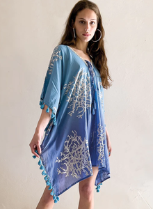 Treding Collection Summer Women Collection Casual Mini Length <b>Three</b> Quarter Sleeves V-Neck Printed Short Kaftan With Lace - Product Image 5