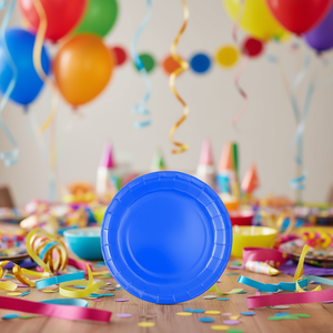 Piatti di carta blu Party Love da 17 cm usa e getta per feste, 12 pezzi per confezione - Product Image 3