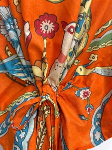 Kaftan en coton pur, imprimé oiseaux et fleurs, kaftan indien en coton, robe d'été respirante, tenue de plage bohème, robe de plage - Product Image 3