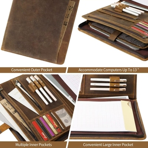 Explosive <strong>Model</strong> Zippered Padfolio Luxury Leather <strong>Portfolio</strong> Custom File <strong>Folder</strong> with logo - Product Image 4