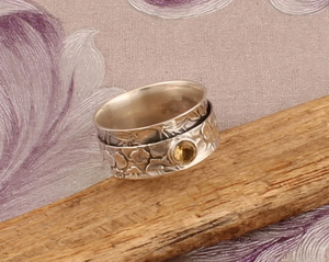 Bague Spinner en argent sterling 925 forme ronde pierre précieuse sculptée pour méditation mariage ou fête bijoux fins - Product Image 4