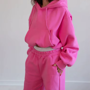 2025 hiver logo personnalisé femmes Sport tenue surdimensionné sweats à capuche survêtements salon porter léger vêtements de sport dames vêtements - Product Image 3