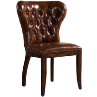 Chaise de salle à manger Chesterfield moderne de luxe en cuir véritable, capitonnée, dossier roulé, portable, écologique, pour la maison, le bureau et l'école