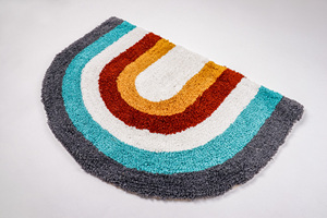 Tapis de bain tufté demi-cercle de haute qualité coton doux fabricant indien tissé à la main Style moderne pour la maison hôtels salle de bain salon - Product Image 4