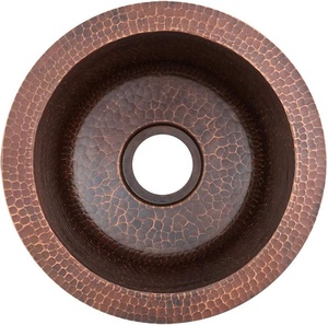 DIVRIS Lavabo de Cobre Martillado Hecho a Mano, Moderno, de Una Sola Pieza, Superficie Pulida, Fácil de Limpiar, Grosor de 1.2-3.0mm, para Encimera de 12 Pulgadas - Product Image 1
