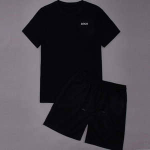 Vente en gros d'ensemble de short de sport personnalisé pour hommes 2 pièces d'été pour hommes ensemble jumeau pour hommes short en coton respirant à cordon de serrage à la taille - Product Image 2