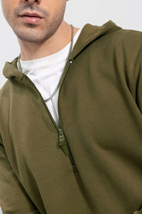 Sweat à capuche en coton basique oversize pour hommes, sweat-shirt brodé de style décontracté d'automne avec poche kangourou et motif bouffant en relief - Product Image 3