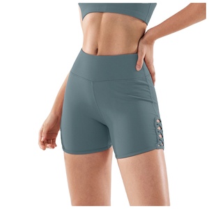Shorts d'été décontractés pour femme, coupe slim, noir, style motard, avec cordon élastique et patchwork, nouvelle collection - Product Image 1