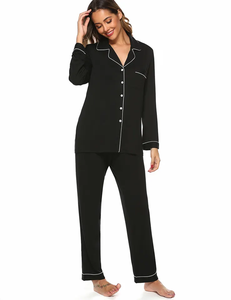 ชุดนอนผ้าซาตินสำหรับผู้หญิง, ชุดนอนผ้าซาตินสองชิ้นทันสมัยสวมใส่สบาย - Product Image 4