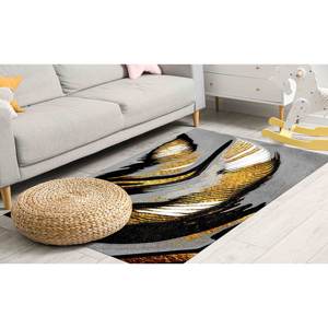 Tapis imprimé moderne gris, motif marbré japonais, décoration de couloir de luxe, avec tapis à poils doux - Product Image 2