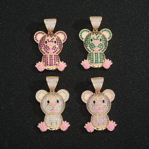 Colgante de Oso de Peluche de Latón Chapado en Oro de 14K con Circonitas, Dijes de Osito de Oro Laminado, Dijes de Animales Coloridos para Fabricación de Joyas y Suministros DIY - Product Image 4