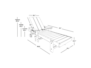 Modern Minimalist Solid Wood Foldable Sun Lounger Black Color ARDENA ASL-054 for <b>Outdoor</b> Use at Poolside Hotel Villa - Product Image 6
