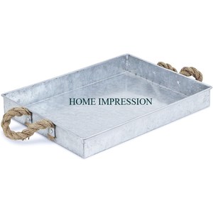 Plateau de service rond en métal galvanisé avec garniture antirouille et poignée en métal pour une taille parfaite pour servir votre meilleur plateau alimentaire préféré - Product Image 5