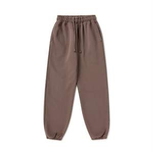 Vente en gros de pantalons de survêtement pour hommes en polaire de coton 330gsm baggy taille moyenne couleur unie teintée logo personnalisé OEM service décontracté - Product Image 2