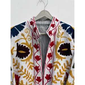 Boho Style Hand Embroidered Suzani Jacket Floral Embellished <b>Quilted</b> Woven Breathable Plus Size 5XL Girls' Classical Spring Robe - Product Image 3