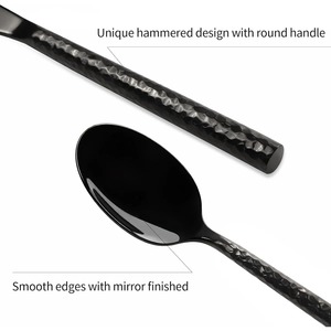 Ensemble de couverts à poignée martelée noire couverts en acier inoxydable modernes pour salle à manger élégante cuisine mariage maison Restaurant utilisation - Product Image 3