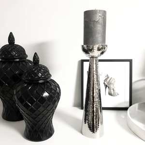 Vente chaude Grands Bougeoirs En Métal Pour Hôtel De Mariage Décoration Éclairage Ornements De Table Minimaliste Argent Bougeoir - Product Image 2