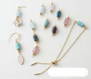 Handmade <b>Gold</b> Plated Amazonite Gemstone <b>Double</b> Bail Connector Silver <b>Necklace</b> Fantastique Valentine's Day Fine Pendants Charms - Product Image 1