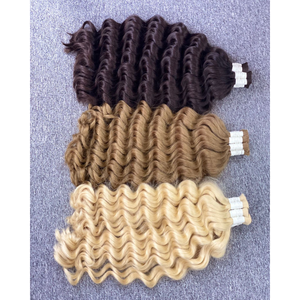 Extensiones de cabello humano no Remy ondulado Natural virgen 100% de calidad Vip a granel para mujeres negras de Vietnam Machine Double Weft - Product Image 1