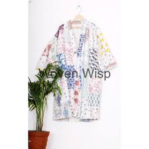 Chaqueta de abrigo de algodón hecha a mano para mujer Chaqueta de Kimono de punto acolchado para hombres indios Chaqueta hecha a mano personalizable única - Product Image 2