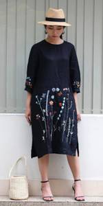 NOAH Robe en lin brodée à la main avec manches décontractée élégante vêtements en lin pour invités de mariage - Product Image 2