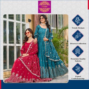 ชุดเดรสยาวแบบ Anarkali คุณภาพพรีเมียม ทันสมัย สวยงาม หรูหรา พร้อมผ้าคลุมไหล่ สไตล์อินเดีย กำลังเป็นที่ต้องการอย่างมาก - Product Image 5