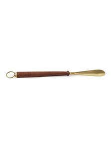 H.M.A Handicrafts Eco-Friendly Solid Brass Shoehorn with Art Deco Design <b>Decorative</b> Handle Wooden Grip <b>for</b> Easy <b>Shoe</b> Wearing - Product Image 2
