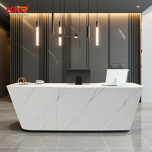 Quầy tiếp tân hiện đại Thiết kế quầy làm đẹp Thẩm mỹ viện quầy tiếp tân sân bay nhỏ quầy làm thủ tục văn phòng màu trắng tùy chỉnh - Product Image 4