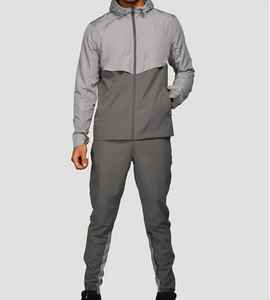 ชุดวอร์ม2ชิ้นเสื้อแจ็คเก็ตกันลมมีท่อสะท้อนแสงผ้าฝ้ายสีดำโอเวอร์ไซส์ - Product Image 1