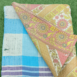 Nuevo edredón de bebé hecho a mano Kantha ropa de cama Kantha tiro pez indio bloque estampado bebé edredón Vintage Kantha - Product Image 1