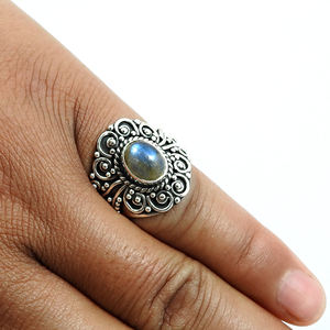 Cadeau d'anniversaire pour femme 925 argent Sterling naturel Labradorite pierres précieuses Artisan Look bague bijoux faits à la main fabricant en vrac - Product Image 3