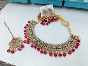 Conjunto de collar Kundan, joyería india, conjuntos nupciales de moda, collar, venta al por mayor, conjunto de boda con cuentas de perlas de moda - Product Image 4