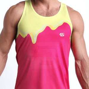 Débardeur athlétique respirant à séchage rapide pour hommes Stringer de gymnastique en polyester solide pour entraînement décontracté Fitness Méthode de tissage tricotée - Product Image 1
