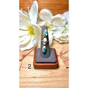 Bague Pearline Spencer Mohave en turquoise et argent sterling, plaquée or rose, en acier inoxydable, sertie de pierres, cadeau tendance - Product Image 2