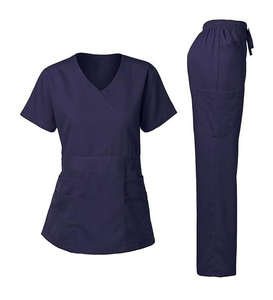 Conjunto de exfoliación de hospital suave elástico poliéster algodón Spandex estiramiento quirófano Top pantalones Jogger traje clínica laboratorio bata lona - Product Image 1