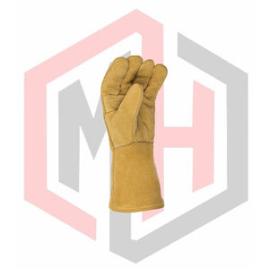 Guantes de Cuero Resistentes al Calor para Barbacoa, Guantes Profesionales de Soldadura Dorados con Costuras de Kevlar, Antiestáticos, Resistentes a Desgarros y Libres de Silicona - Product Image 2
