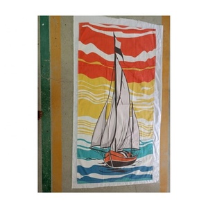 Juegos de toallas de cocina de Golf de algodón Jacquard hechos a mano, diseño Simple atractivo, patrón de contorno de barco, sublimación cosida a mano - Product Image 1