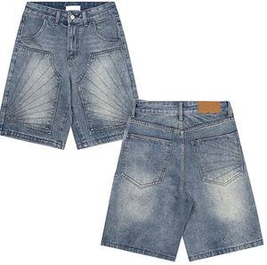 กางเกงขาสั้นผ้าเดนิมขาสั้นทรงตรงสำหรับผู้ชายกางเกงขาสั้นระบายอากาศได้ดีสำหรับฤดูร้อนผ้าเดนิมสีซีดแดดคุณภาพสูงสำหรับผู้ชาย - Product Image 5