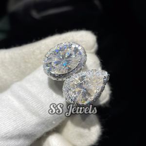 Por encargo 6.00Ct Oval Pear Moissanite Champion Hombres Anillo fino 925 Plata Hip Hop VVS Compromiso Forma de lujo Anillo de rapero - Product Image 4