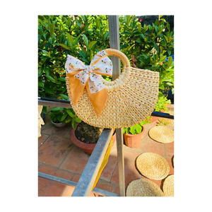 Bolso de mano de paja natural con bordado de flores coloridas hecho a mano con forro de Material de jacinto de agua en Vietnam para mujeres - Product Image 5