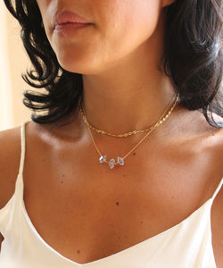 Collar de cadena de plata 925 con diamantes de imitación, Gargantilla minimalista con cristales delicados, hecho a mano - Product Image 6