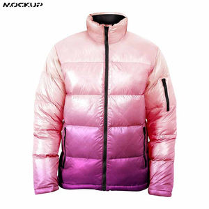 Custom <b>Thin</b> Lightweight Winter <b>Puffer</b> <b>Jacket</b> Hooded Waterproof Windproof Stand Collar High Street Brightly Colored Sublimated - Product Image 5
